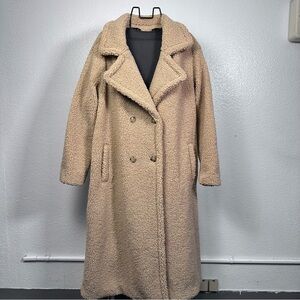 G by Giuliana Black Label Long Sherpa Coat Soft Maple